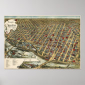 Minneapolis birdseye map - 1891 (Smith) BigMapBlo Poster (Voorkant)