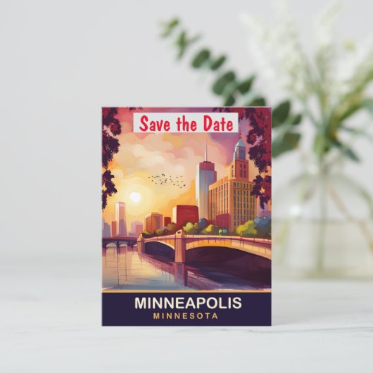 Minneapolis, Bridge Over the Water, Reizen Briefka Save The Date (Staand voorkant)