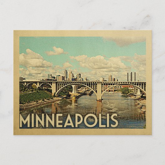 Minneapolis Briefkaart Minnesota Vintage Travel (Voorkant)