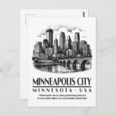 Minneapolis City Minnesota USA Briefkaart (Voorkant / Achterkant)