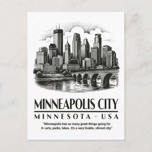 Minneapolis City Minnesota USA Briefkaart (Voorkant)