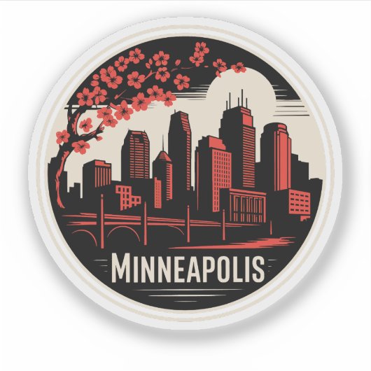 Minneapolis City Minnesota Verenigde Staten Sticker (Voorkant)