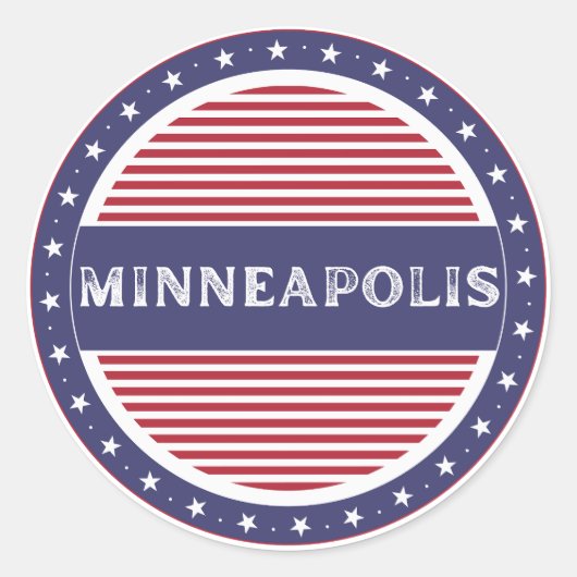 Minneapolis City Pride Emblem – American Identity Ronde Sticker (Voorkant)