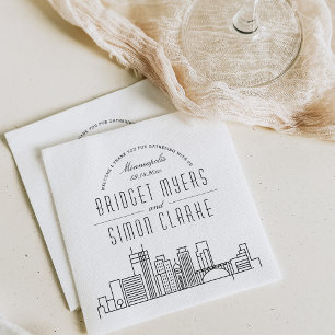 Minneapolis Deco Skyline   Weddenschap Napkins Servet