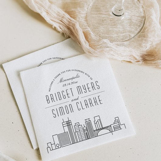 Minneapolis Deco Skyline | Weddenschap Napkins Servet