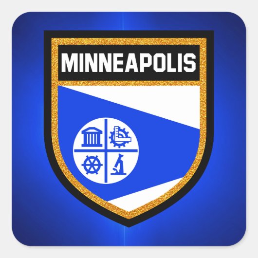 Minneapolis Flag Vierkante Sticker (Voorkant)