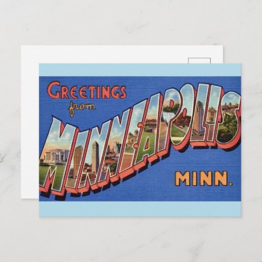 Minneapolis Groeten Briefkaart (Voorkant / Achterkant)