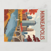 Minneapolis: Herfststadsgezicht op de Mississippi Briefkaart (Voorkant)