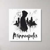 Minneapolis Ink Blot Skyline Canvas Art (Voorkant)