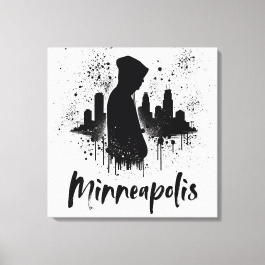 Minneapolis Ink Blot Skyline Canvas Art (Voorkant)