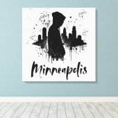Minneapolis Ink Blot Skyline Canvas Art (Insitu (Houten vloer))