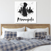 Minneapolis Ink Blot Skyline Canvas Art (Insitu (Slaapkamer))