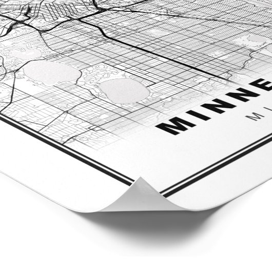 Minneapolis-kaart Poster (Hoek)