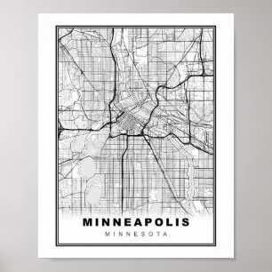 Minneapolis Kaart Poster