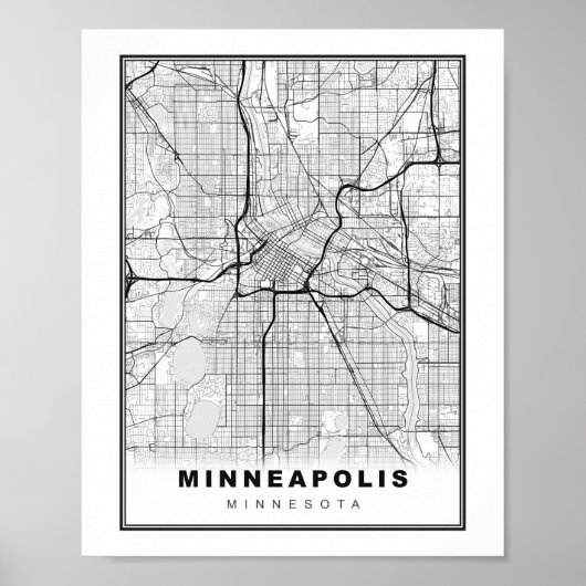 Minneapolis-kaart Poster (Voorkant)