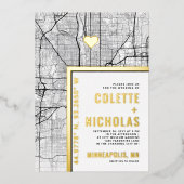 Minneapolis Love Locator | Stad thema bruiloft Folie Uitnodiging (Voorkant)