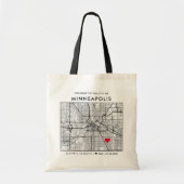 Minneapolis Love Locator Stadsplattegrond Bruiloft Tote Bag (Voorkant)