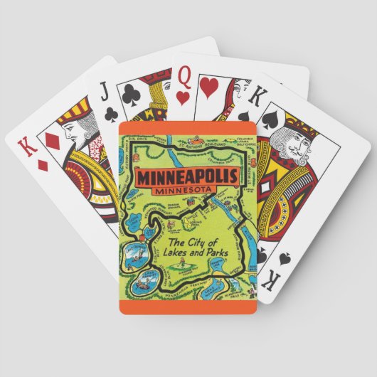 Minneapolis Minn Kaart Speelkaarten (Achterkant)
