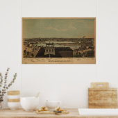Minneapolis Minnesota 1874 Antiek Panoramische Kaa Poster (Keuken)