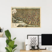 Minneapolis Minnesota 1891 Antiek Panoramische Kaa Poster (Thuiskantoor)