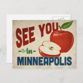 Minneapolis Minnesota Apple - Vintage Travel Briefkaart (Voorkant / Achterkant)