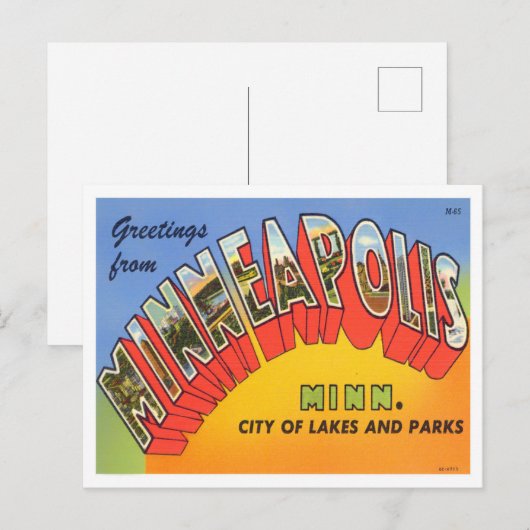 Minneapolis, Minnesota  Big Letters Briefkaart (Voorkant / Achterkant)