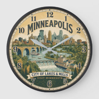 Minneapolis Minnesota City of Lakes Travel Poster Grote Klok