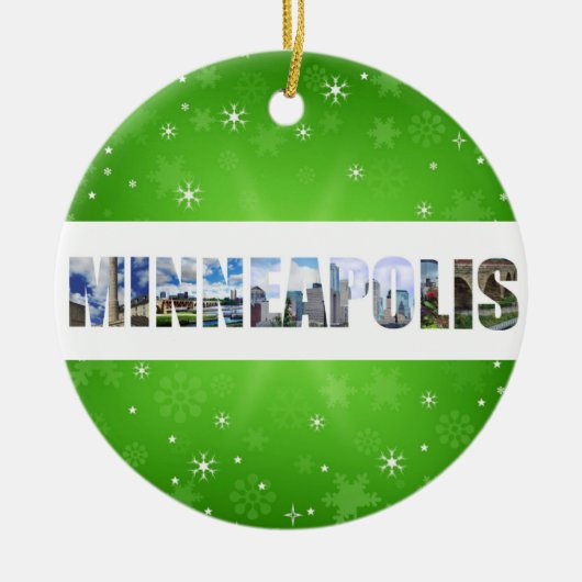 Minneapolis Minnesota City Reisfoto's kerstmis Keramisch Ornament (Voorkant)