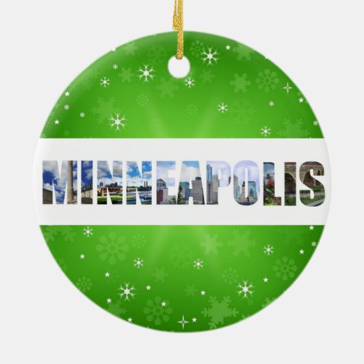 Minneapolis Minnesota City Reisfoto's kerstmis Keramisch Ornament (Achterkant)