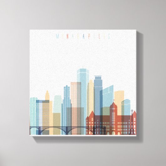 Minneapolis, Minnesota | City Skyline Canvas Afdruk (Voorkant)