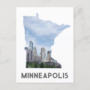 Minneapolis Minnesota City Skyline Travel Briefkaart