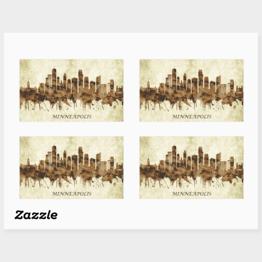Minneapolis Minnesota Cityscape Rechthoekige Sticker (Vel)