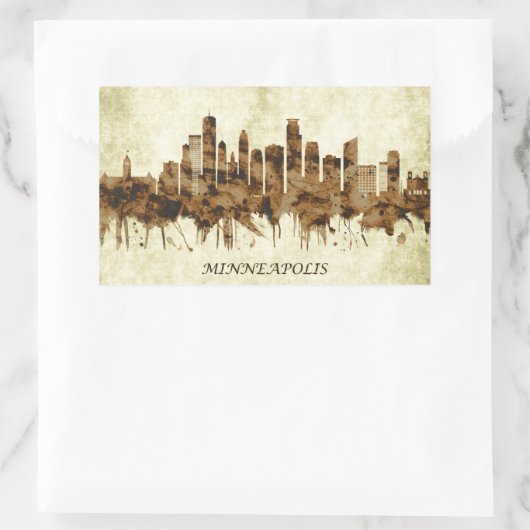 Minneapolis Minnesota Cityscape Rechthoekige Sticker (Tas)