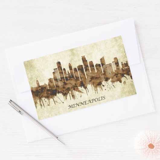Minneapolis Minnesota Cityscape Rechthoekige Sticker (Envelop)