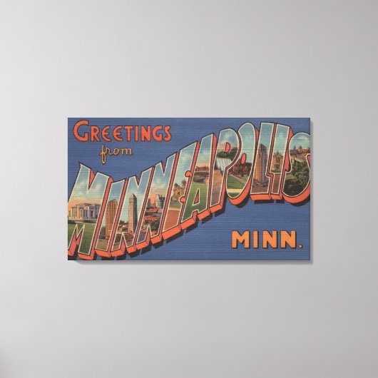 Minneapolis, Minnesota - Grote lettertjes Canvas Afdruk (Voorkant)