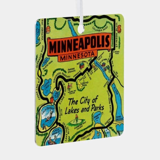 Minneapolis Minnesota Kaart Metaal Ornament (Voorkant Rechts)