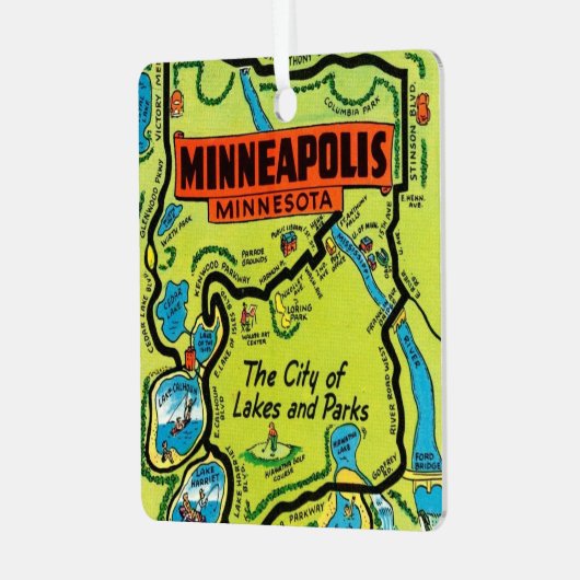 Minneapolis Minnesota Kaart Metaal Ornament (Voorkant links)