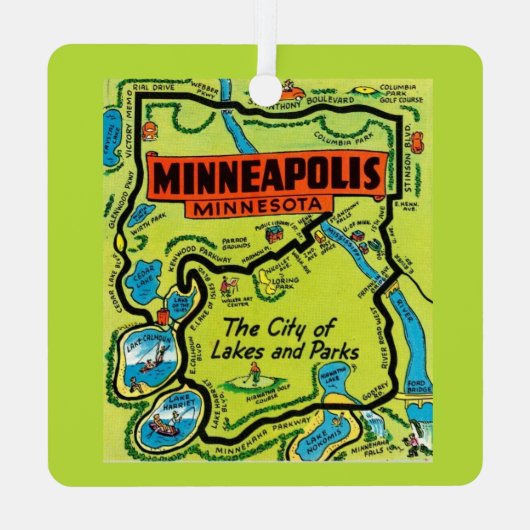 Minneapolis Minnesota Kaart Metaal Ornament (Achterkant)