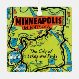 Minneapolis Minnesota Kaart Metaal Ornament