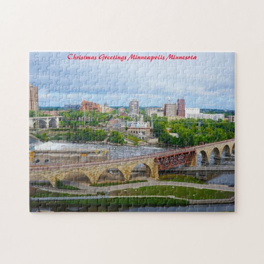 Minneapolis Minnesota. Kerstgroeten Legpuzzel (Horizontaal)