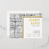 Minneapolis, Minnesota Love Locator | RSVP-antwoor Folie Uitnodiging Briefkaart (Voorkant / Achterkant)