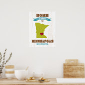 minneapolis , minnesota Map - Home is waar Poster (Keuken)