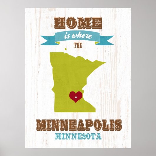 minneapolis , minnesota Map - Home is waar Poster (Voorkant)
