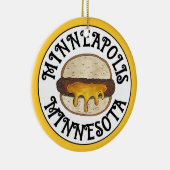 Minneapolis Minnesota MN Juicy Lucy Cheese Burger Keramisch Ornament (Rechts)