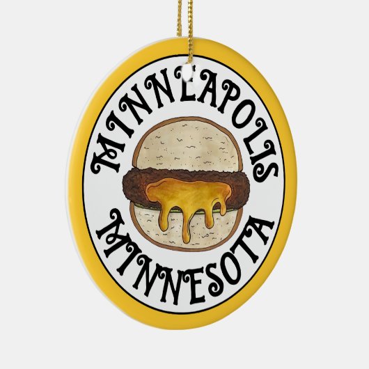 Minneapolis Minnesota MN Juicy Lucy Cheese Burger Keramisch Ornament (Rechts)