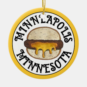 Minneapolis Minnesota MN Juicy Lucy Cheese Burger Keramisch Ornament