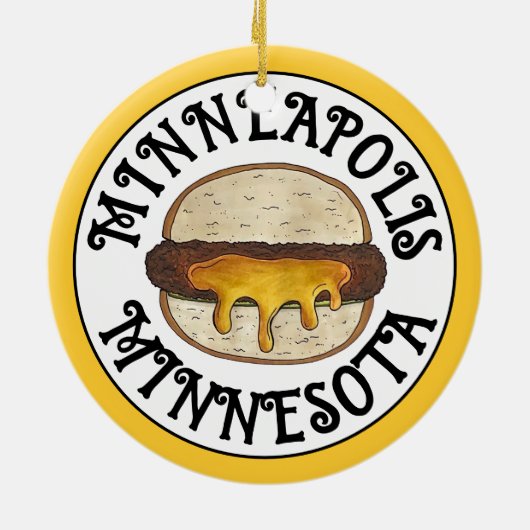 Minneapolis Minnesota MN Juicy Lucy Cheese Burger Keramisch Ornament (Achterkant)