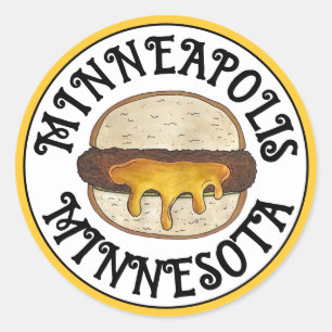 Minneapolis Minnesota MN Juicy Lucy Cheese Burger Ronde Sticker