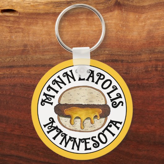 Minneapolis Minnesota MN Juicy Lucy Cheese Burger Sleutelhanger (Achterkant)