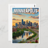 Minneapolis Minnesota Reizen Briefkaart (Voorkant / Achterkant)